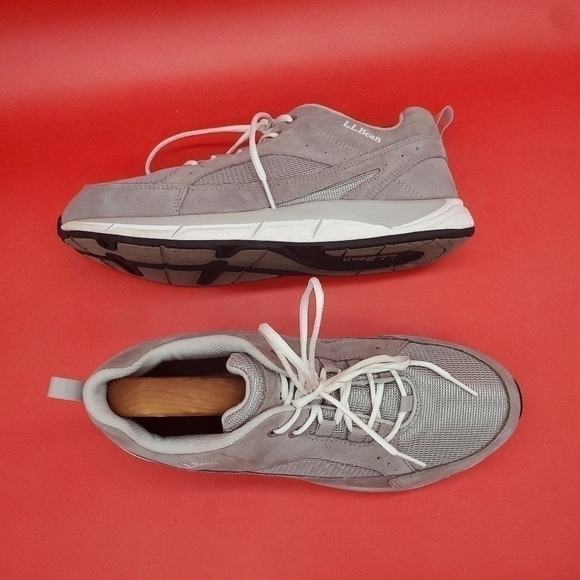 LL Bean Shoes Men\'s 10M Gray Suede Mesh Comfort Fitness Walking Sneaker